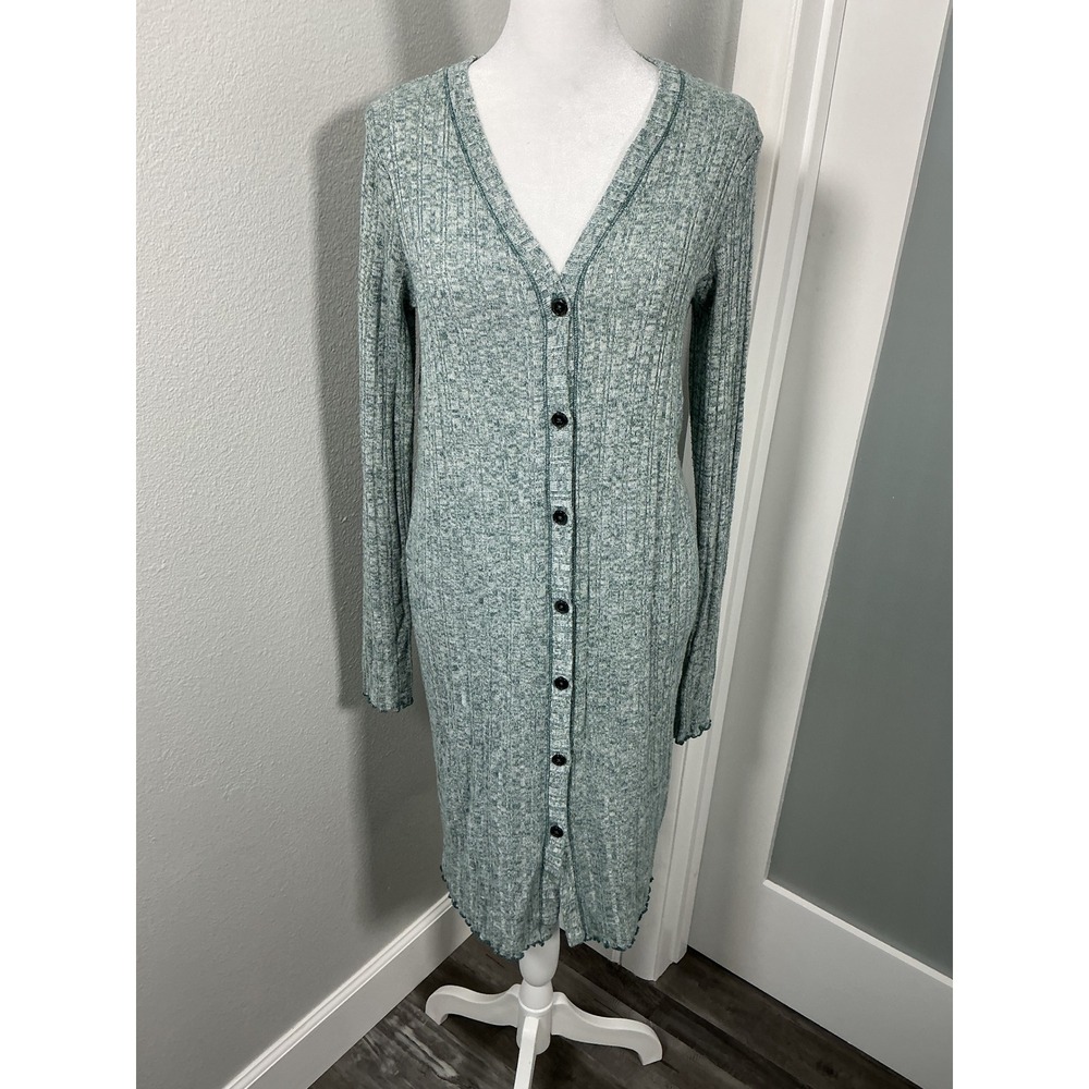 Anthropologie Akemi + Kin Chateaux Ribbed Duster Cardigan Dress Green Size S